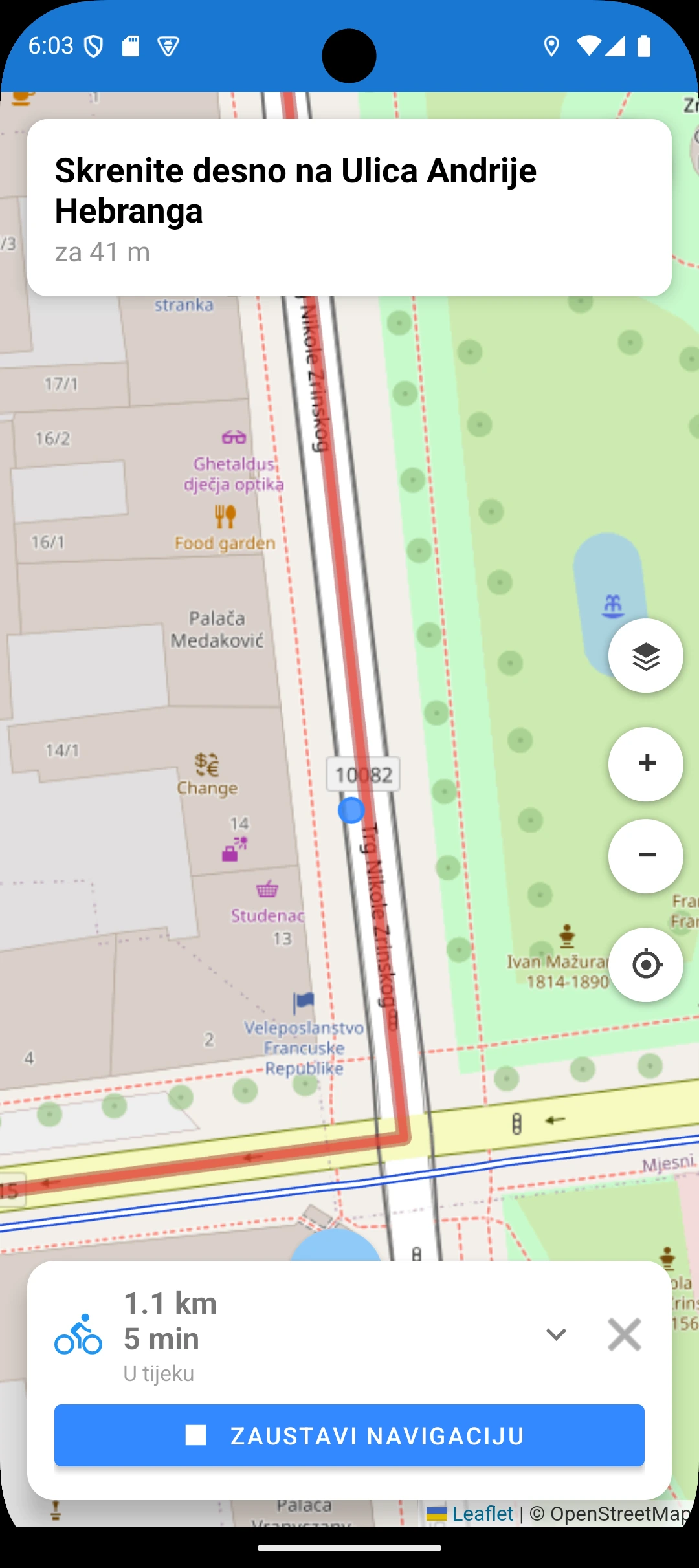 Aktivna navigacija s uputom za skretanje